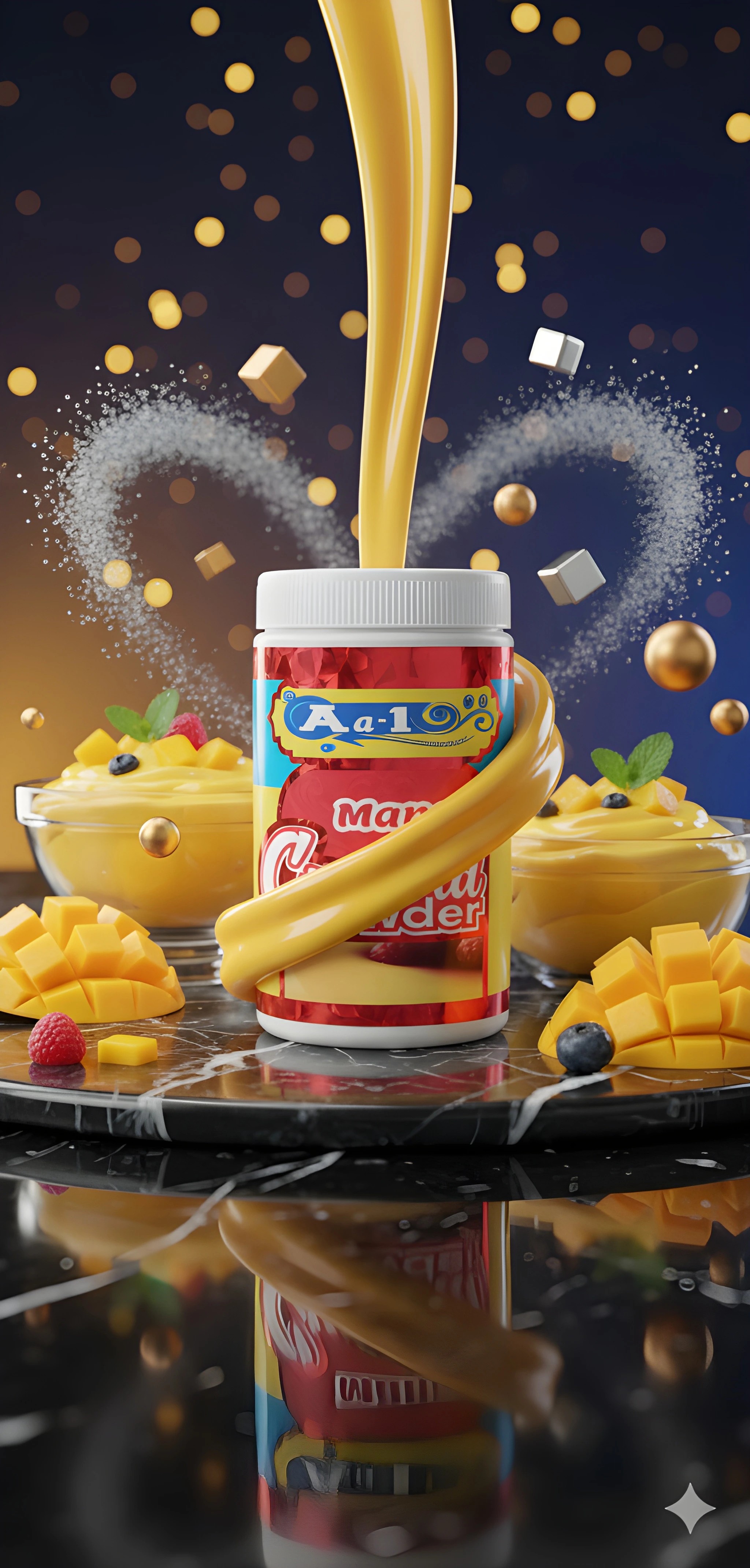 Aa1 Mango Custard Powder (Mango) 150 Gram packet - Kohinoor